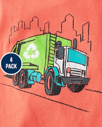 Lot de 3 t-shirts à imprimé véhicule pour bébés et tout-petits garçons