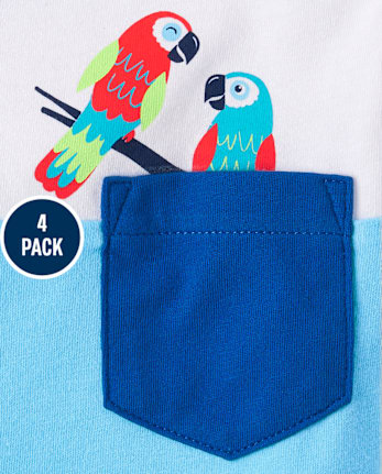 Baby And Toddler Boys Tropical Bird Top 4-Pack