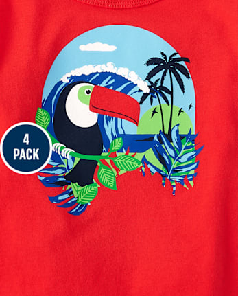 Baby And Toddler Boys Tropical Bird Top 4-Pack