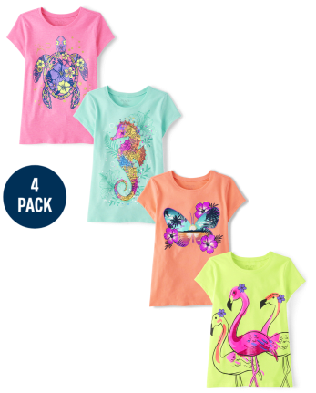 Girls Animal Graphic Tee 4-Pack
