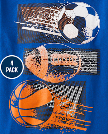 Camiseta deportiva con gráfico para niño, paquete de 4