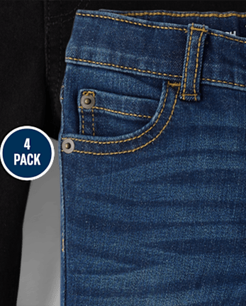 Baby And Niños pequeños Jeans ajustados para niños, paquete de 4