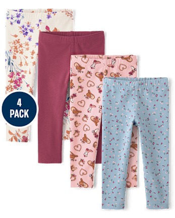 Niños pequeños Niña Leggings florales 4-Pack