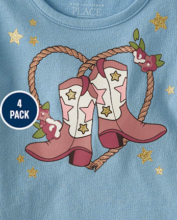 Niños pequeños Niña Cowgirl Flutter Top 4-Pack