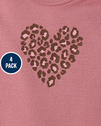 Baby Girls Leopard Bodysuit 4-Pack