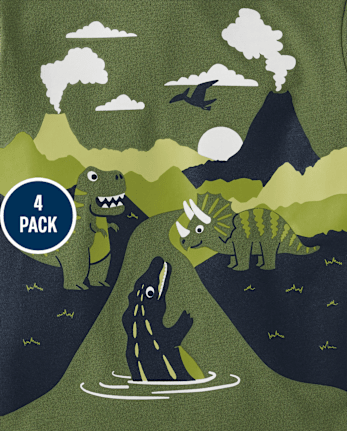 Lot de 4 t-shirts à imprimé dinosaure pour bébés et tout-petits garçons