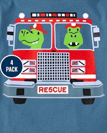 Lot de 4 t-shirts à imprimé dinosaure pour bébés et tout-petits garçons