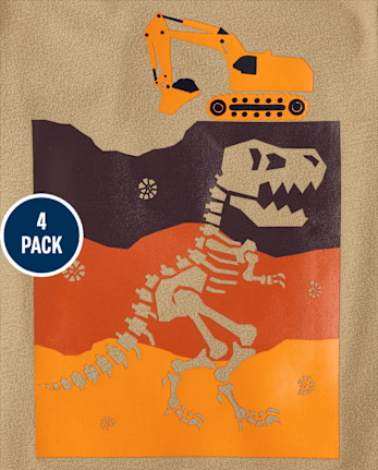 Lot de 4 t-shirts à imprimé dinosaure pour bébés et tout-petits garçons