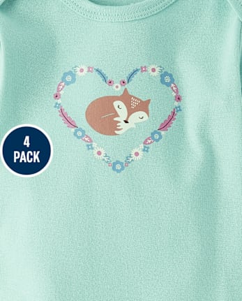 Lot de 4 bodys animaux pour bébés filles