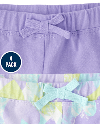 Lot de 4 shorts imprimés pour petites filles