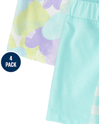 Lot de 4 shorts imprimés pour petites filles
