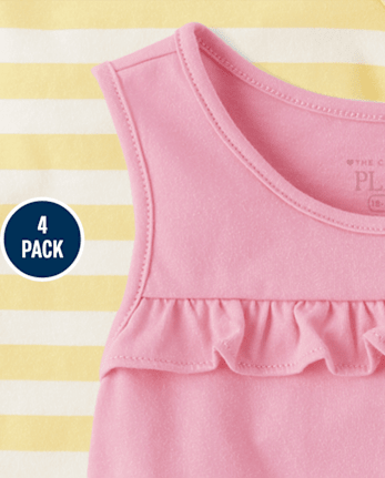 Toddler Girls Sun Ruffle Tank Top 4-Pack