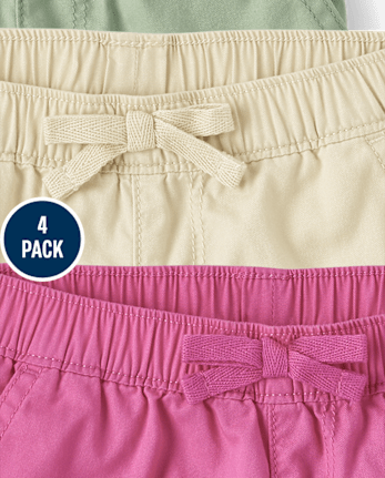 Toddler Girls Twill Pull On Shorts 4-Pack