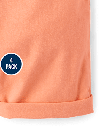 Girls Roll Cuff Twill Skimmer Shorts 4-Pack