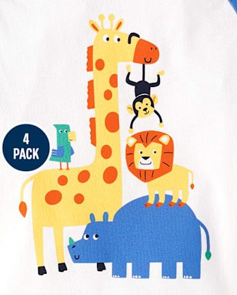 Baby And Toddler Boys Animal Top 4-Pack