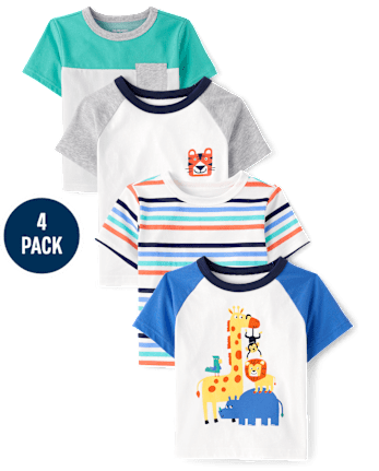 Baby And Toddler Boys Animal Top 4-Pack