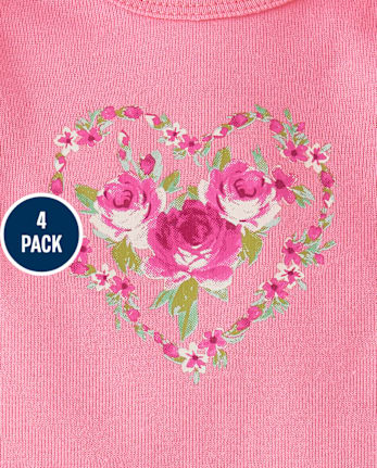 Lot de 4 bodies à fleurs pour bébé fille