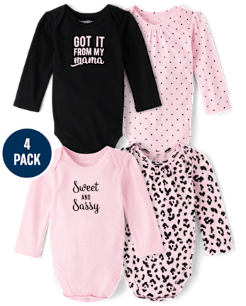 Lot de 4 bodies pour bébé fille, doux et impertinents