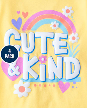 Baby And Toddler Girls Positivity Graphic Tee 4-Pack