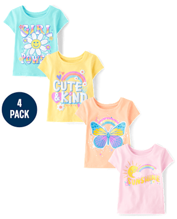 Baby And Toddler Girls Positivity Graphic Tee 4-Pack