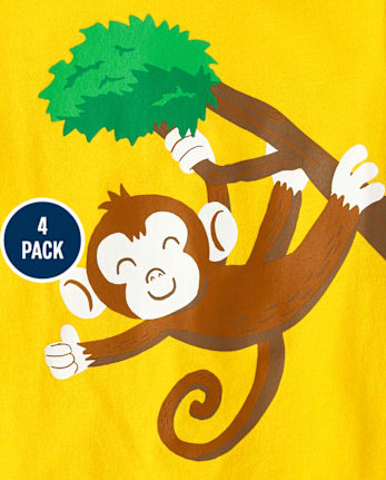 Baby And Toddler Boys Animal Graphic Tee 4-Pack