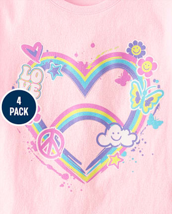 Girls Positivity Graphic Tee 4-Pack