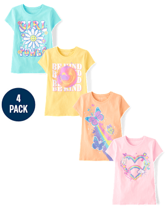 Girls Positivity Graphic Tee 4-Pack