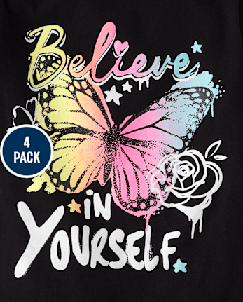 Girls Positivity Graphic Tee 4-Pack