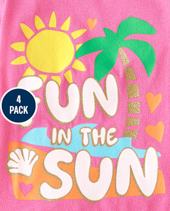 Lot de 4 t-shirts graphiques d'été pour bébés et petites filles