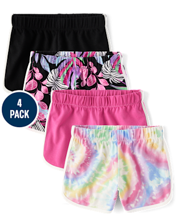 Girls Rainbow Tie Dye Dolphin Shorts 4-Pack