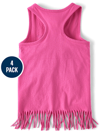 Girls Summer Vibes Fringe Tank Top 4-Pack