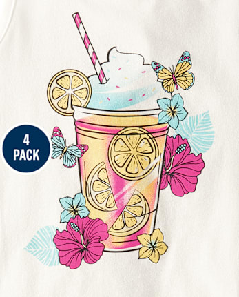 Girls Summer Vibes Fringe Tank Top 4-Pack