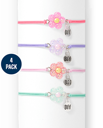 Girls Flower BFF Bracelet 4-Pack