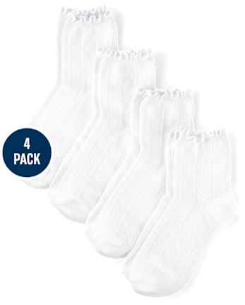 Girls Pointelle Ruffle Midi Socks