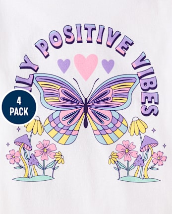 Lot de 4 t-shirts graphiques tendance pour filles