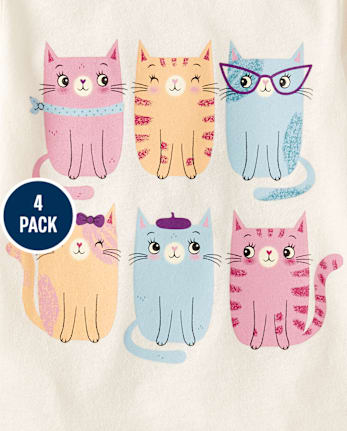 Baby And Toddler Girls Animal Graphic Tee 5-Pack