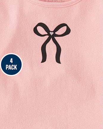 Toddler Girls Bow Lettuce Top 4-Pack