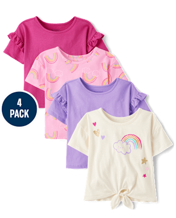 Toddler Girls Rainbow Top 4-Pack