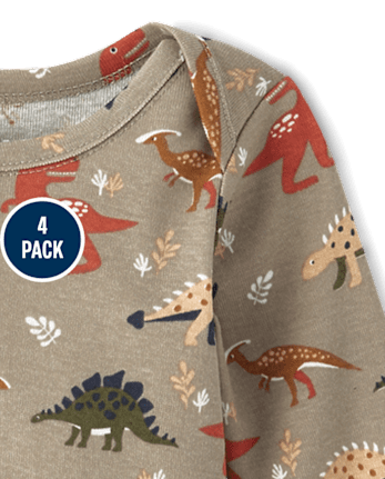 Lot de 4 bodies dinosaures pour bébé garçon