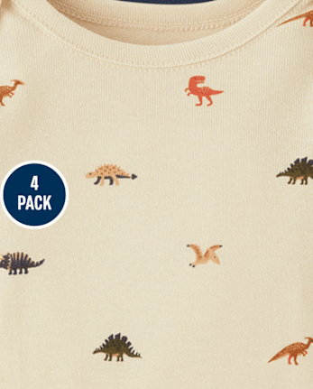 Lot de 4 bodies dinosaures pour bébé garçon