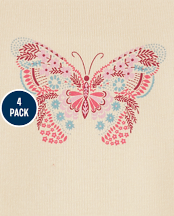 Baby Girls Butterfly Bodysuit 4-Pack