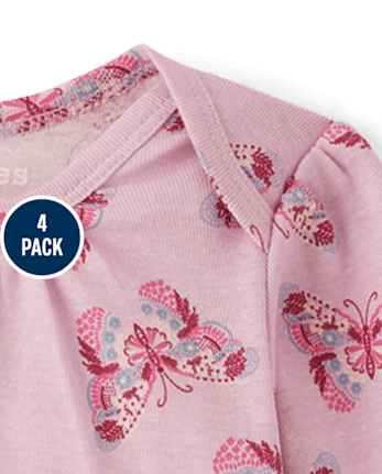 Baby Girls Butterfly Bodysuit 4-Pack