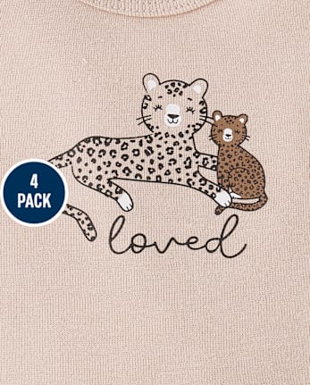 Baby Girls Leopard Bodysuit 4-Pack