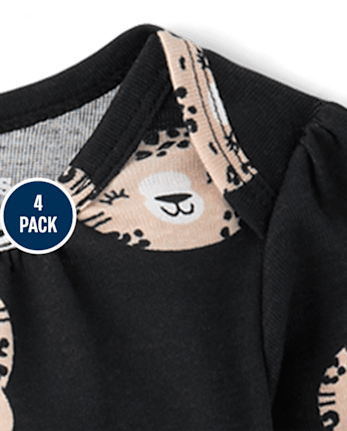 Baby Girls Leopard Bodysuit 4-Pack