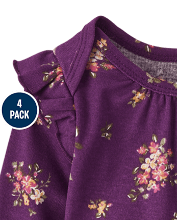 Baby Girls Fox Flutter Bodysuit 4-Pack