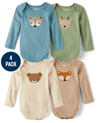 Baby Animal Bodysuit 4-Pack