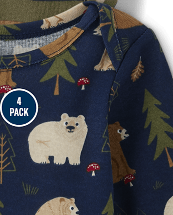 Body bébé garçon ours (lot de 4)