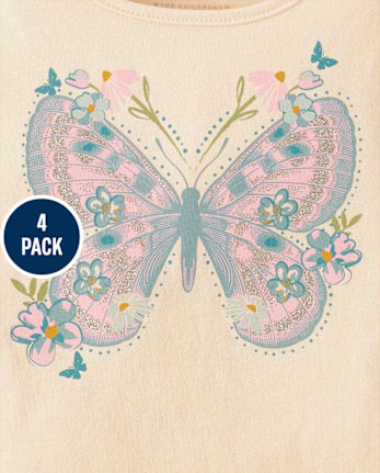 Toddler Girls Butterfly Top 4-Pack