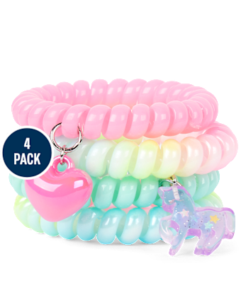 Girls Unicorn Coil Bracelet 4-Pack