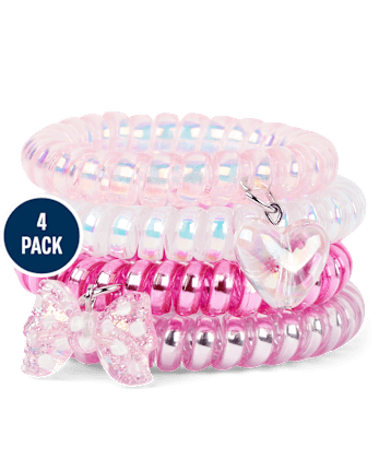 Girls Heart Coil Bracelet 4-Pack